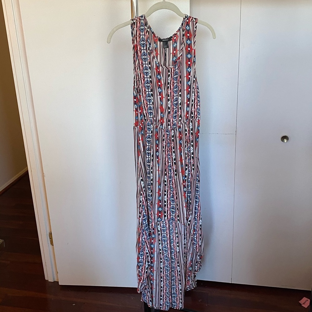 High Low Flowing Native American Pattern Dress L